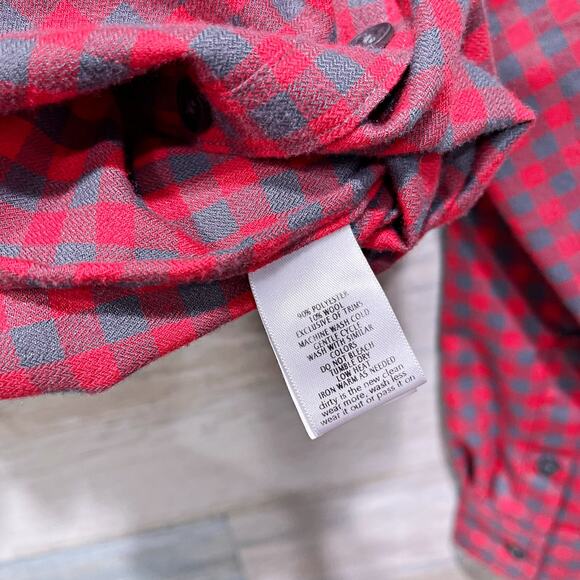 Horny Toad & Co Flannel Shirt Red Gray Gingham Pocket Wool Blend Womens Small - Picture 7 of 7